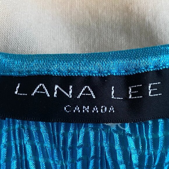 Lana Lee Blue 3/4‎ Sleeve Stretchy Fitted Blouse Top Size Large - Picture 4 of 4